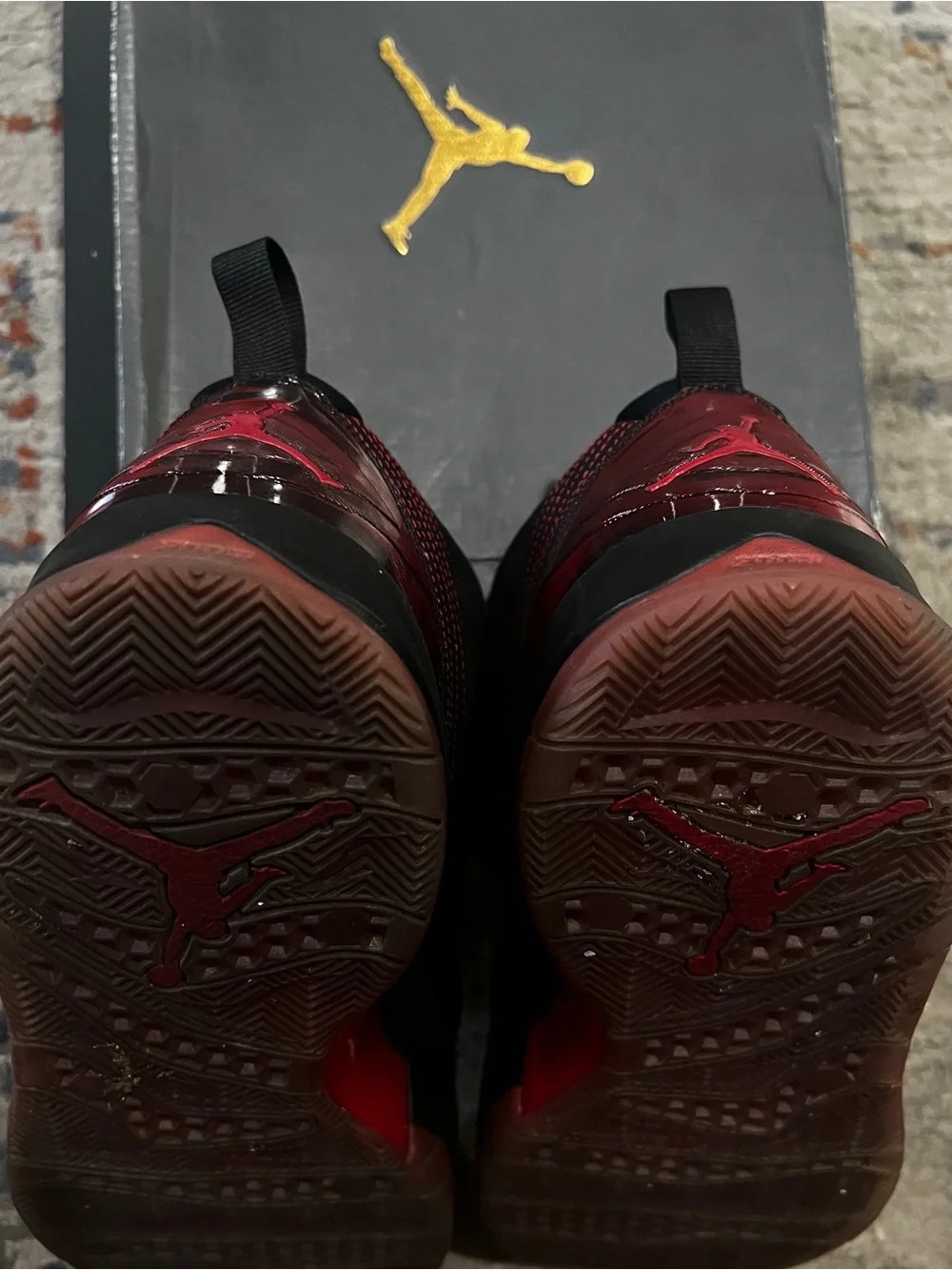 Jordan Horizon High-Top Sneakers in Black and Red.